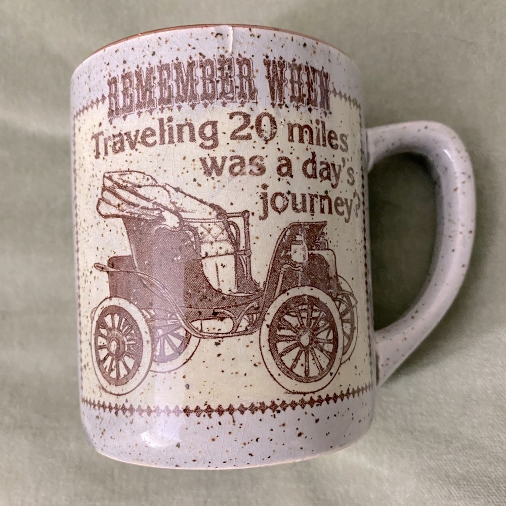 Vintage Remember when coffee mug tea cup brown speckled Made in Japan UBM